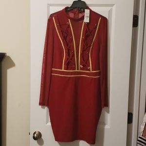 Red & Gold Long Sleeve Dress